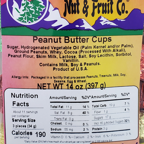 Peanut Butter Cups - Christmas colored wraps -14oz 14oz Label