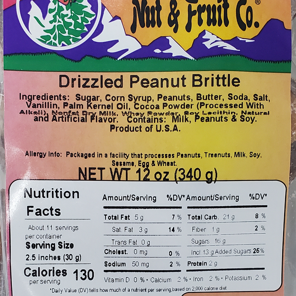 Drizzled Peanut Brittle 12oz Label